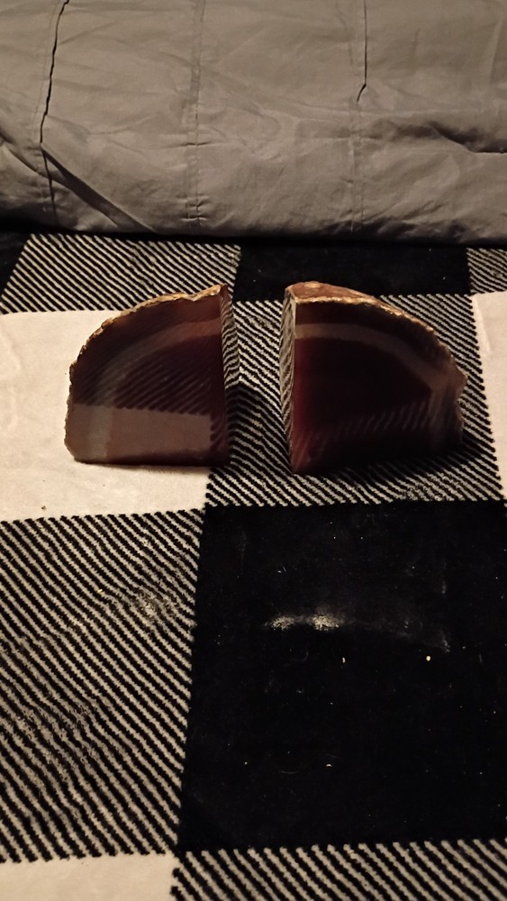 agate bookends brown rust and white