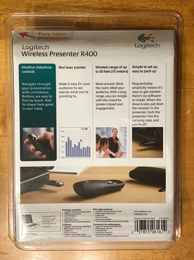 NEW Logitech R400 Wireless Presenter Laser Pointer 50 Foot Range - NEW
