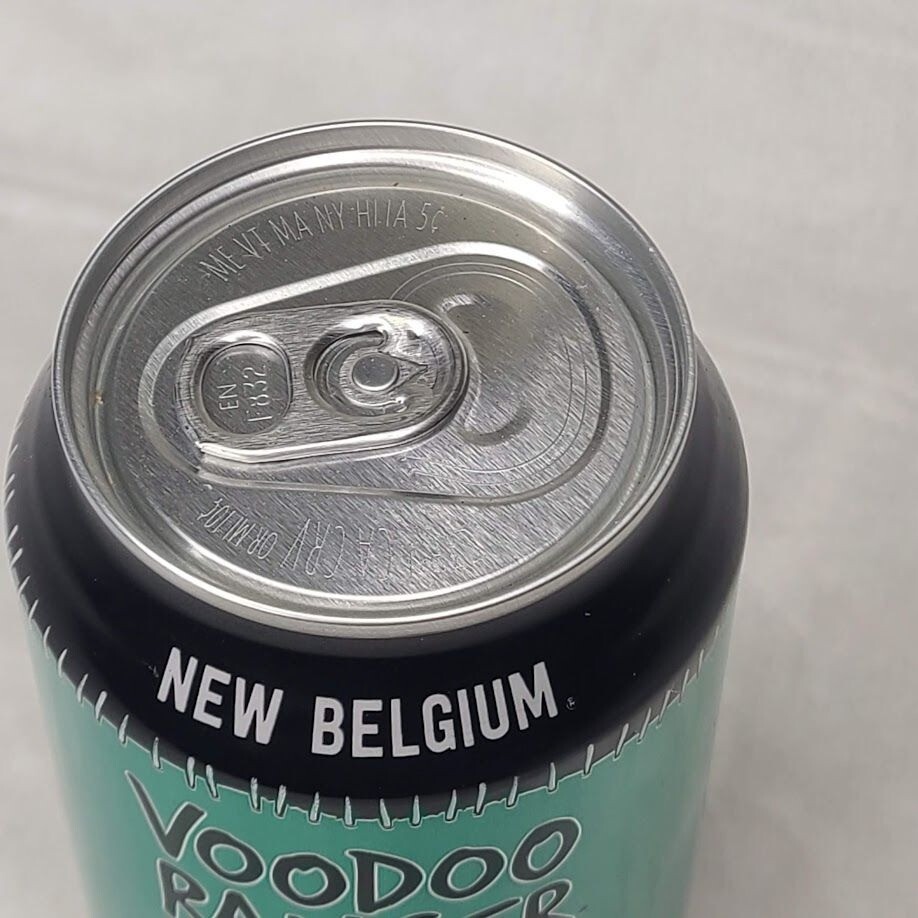 New Belgium Voodoo Ranger IPA Empty Beer Can Bottom Opened 12oz Skeleton Pilot