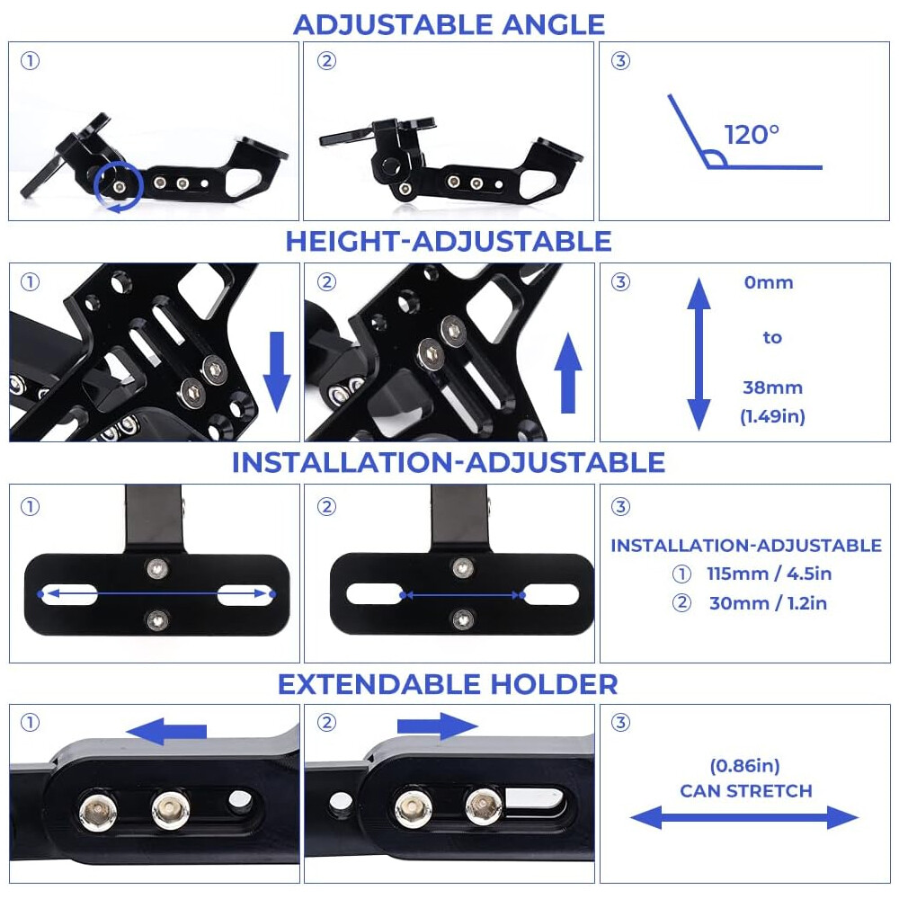 Universal Motorcycle License Plate Tail Tidy Frame Bracket Holder with LED Light