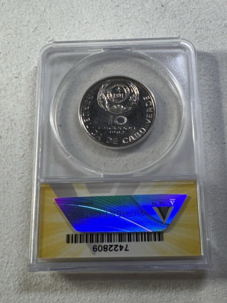 1982 Cape Verde 10 Escudos Graded MS 65 by ANACS