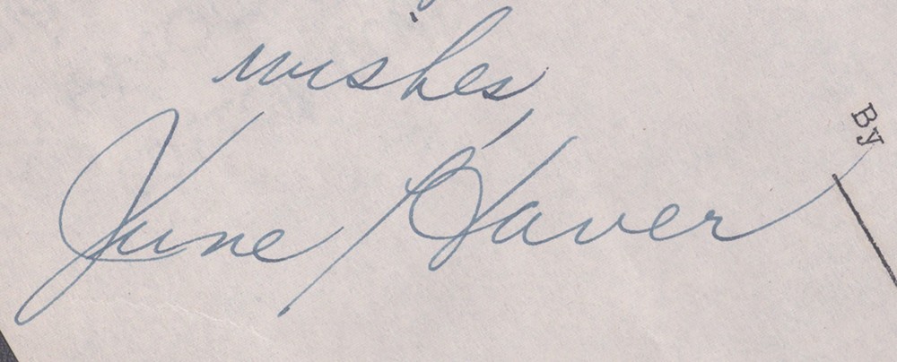 JUNE HAVER - DOCUMENT DOUBLE SIGNED 06/26/1946