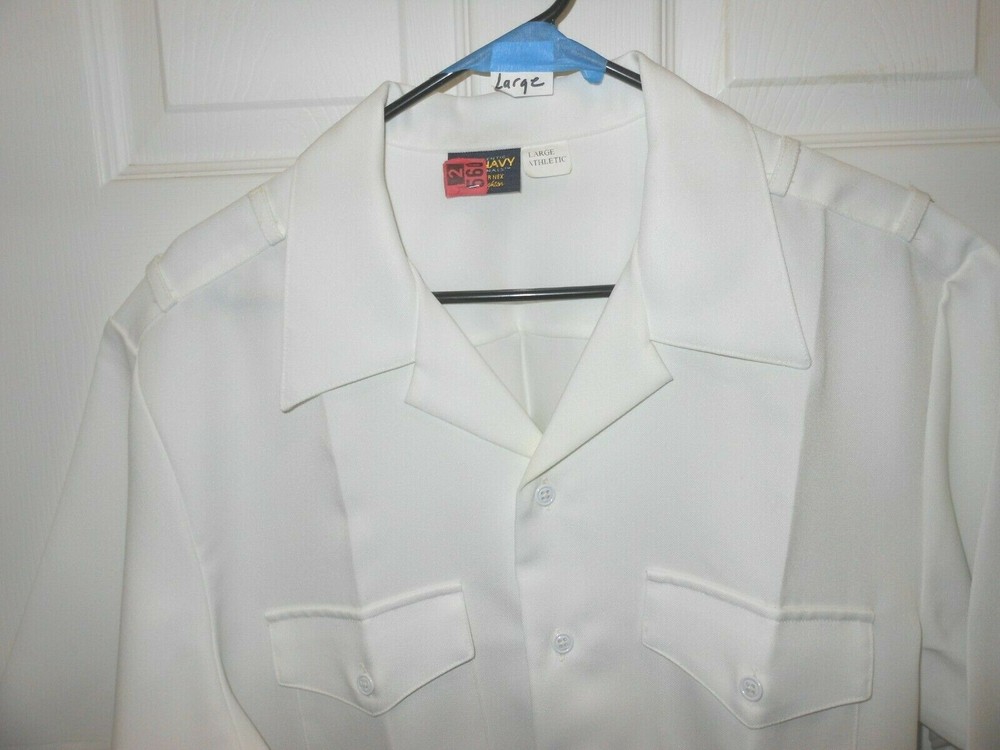 U.S. MILITARY LADIES/MEN'S WHITE POLYESTER SHIRT SHORT see pull down menu