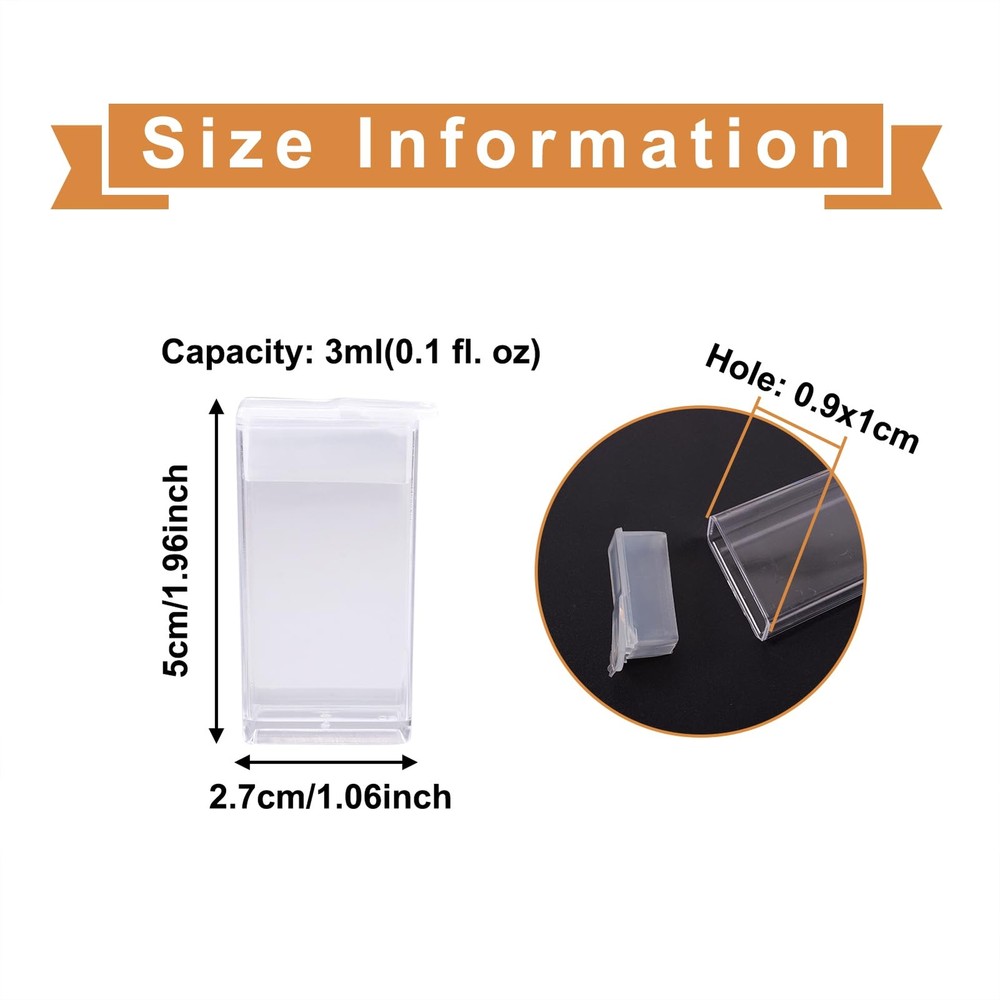 100Pcs Plastic Flip Top Seed Bead Small Storage Containers 2x1 Rectangle