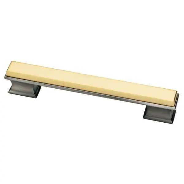 5" Dual Tone Luxe Square Pull Heirloom Silver and Bayview Brass