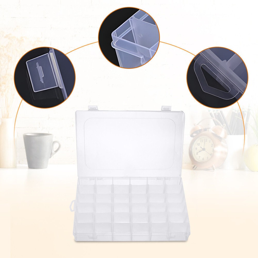 3 Pack 36 Grids Clear Plastic Organizer Storage Box Container Craft Adjustable