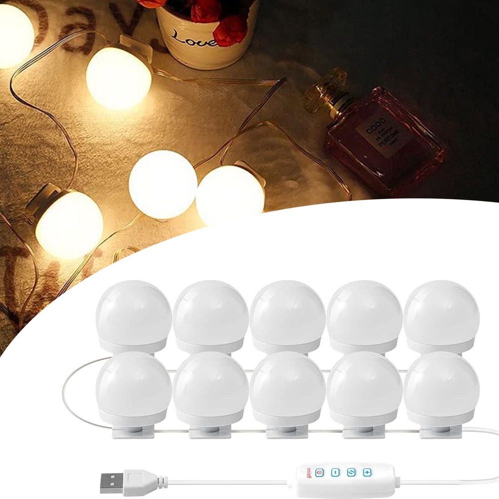 Vanity Light: Make Up Mirror with 10 LED Kit Bulbs & Dimmable Hollywood Lamp