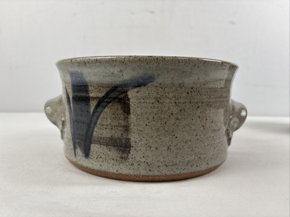 Studio Art Pottery Blue Stoneware Pots 2 Pc