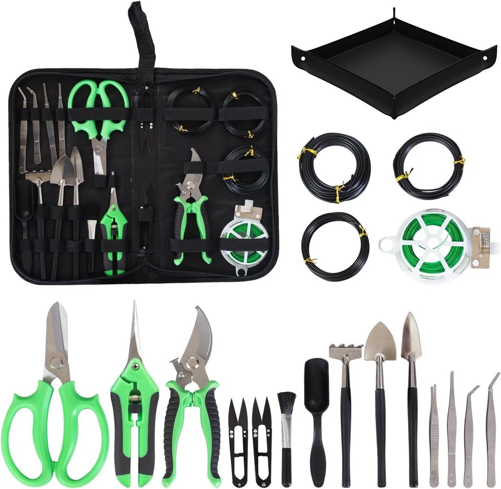 Bonsai Tools Kit 20 Pcs Garden Tools Set for Starters, Includes Bonsai Wire K...