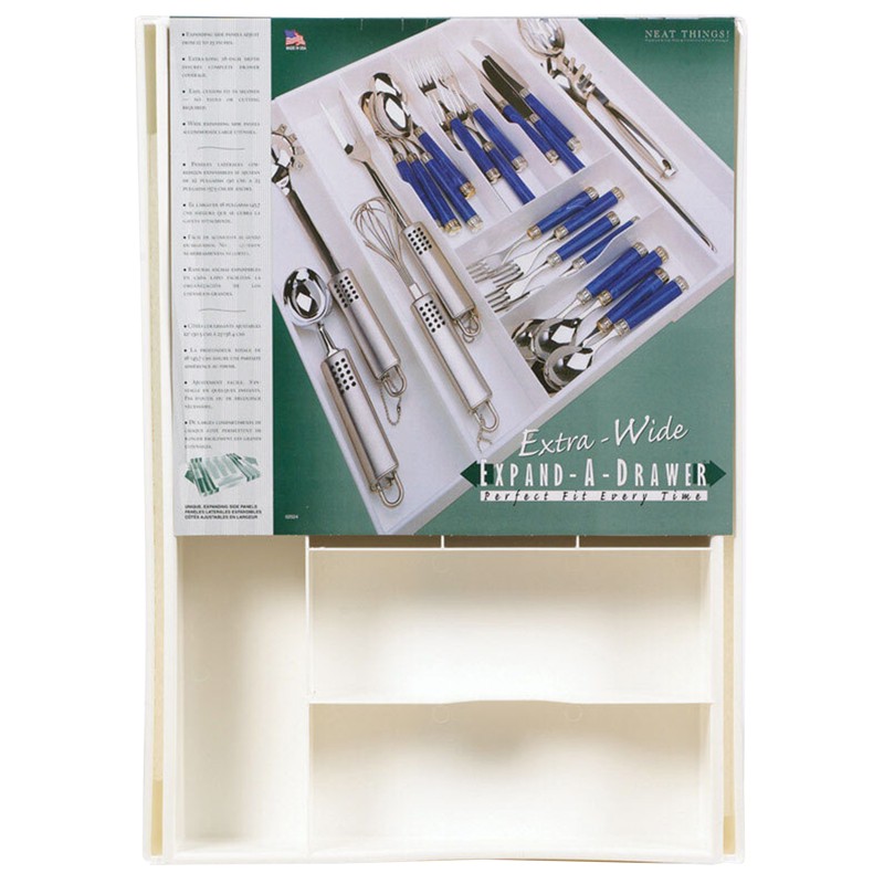 Dial Industries White Plastic Adjustable 8-Compartment Cutlery Tray