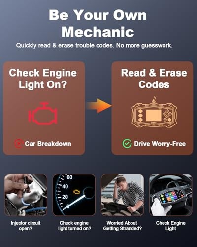 OBD2 Scanner Diagnostic Tool - Car Scanner with Battery Tester - Engine Light