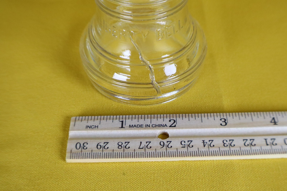 Liberty Bell Clear Glass with Wire Handle Candy Container No Screw Cap