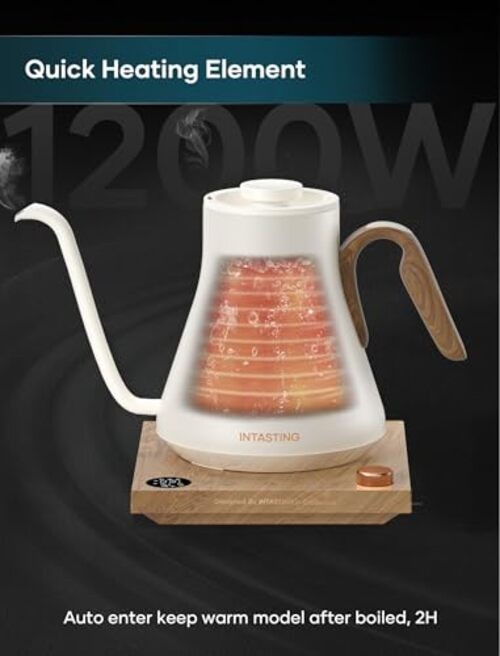 Electric Kettle, Gooseneck Electric Kettle, ±1℉ Precise Cream White