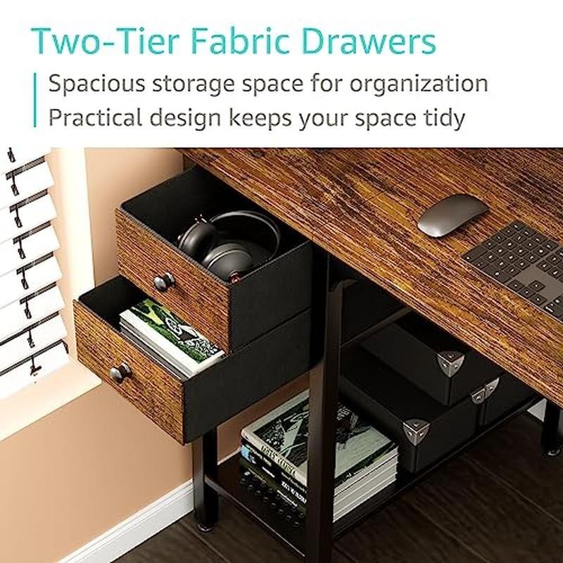 Small Computer Desk W/ Drawers Space Saving Modern Workstation Easy Assembly New