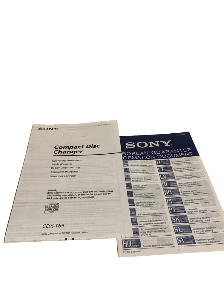 Sony Compact Disc Changer Operating instructions CDX-T69 Original (2002)