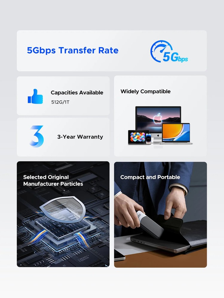 ORICO 2TB Portable SSD 500MB/S 2.5 inch External Solid State Drive USB 3.2