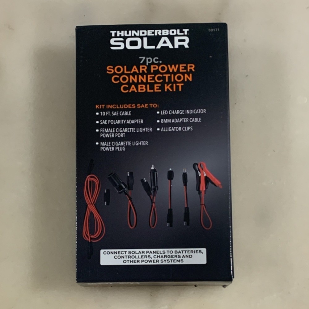 Thunderbolt Solar 7pc Connection Cable Kit Red Black 10ft for Solar Power 59171