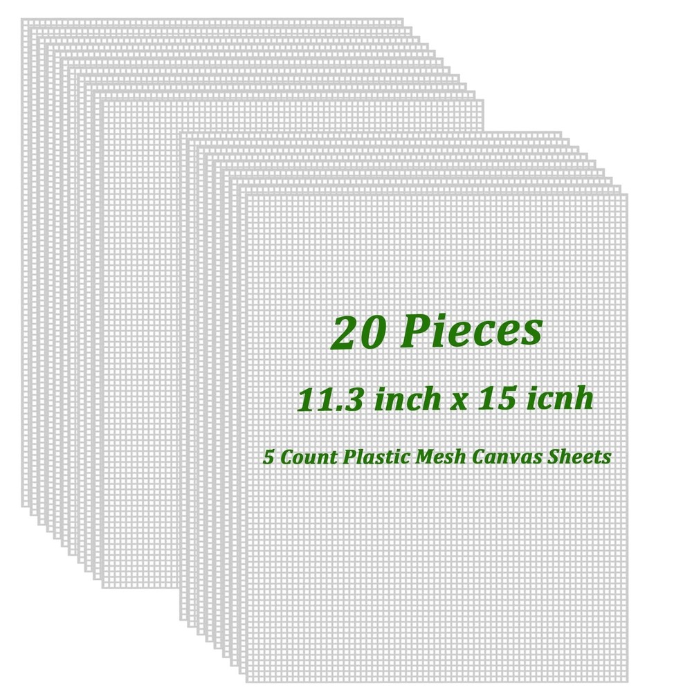20PCS Plastic Canvas Sheets 11.3x15 inch, 5 Count Plastic Canvas Plastic Mesh...