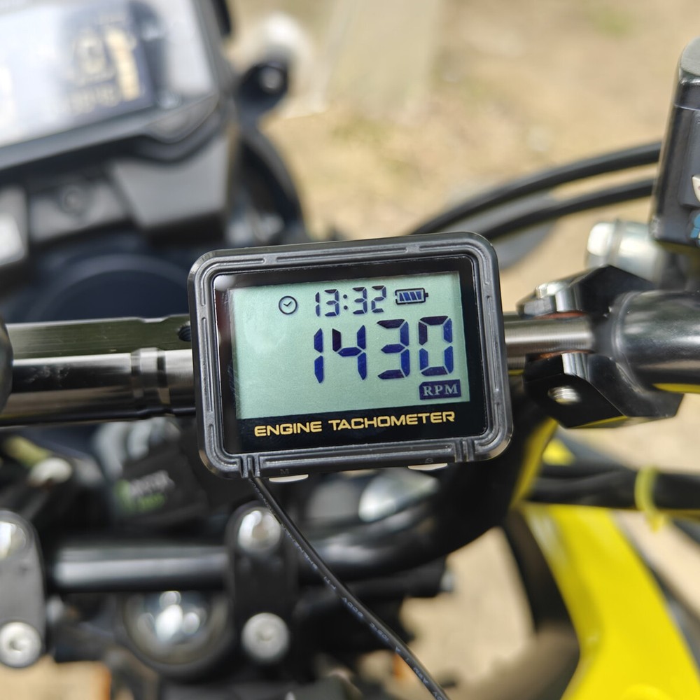 Digital LCD Engine Hour Meter Inductive Tachometer Gauge For Car Boat Motorcycle