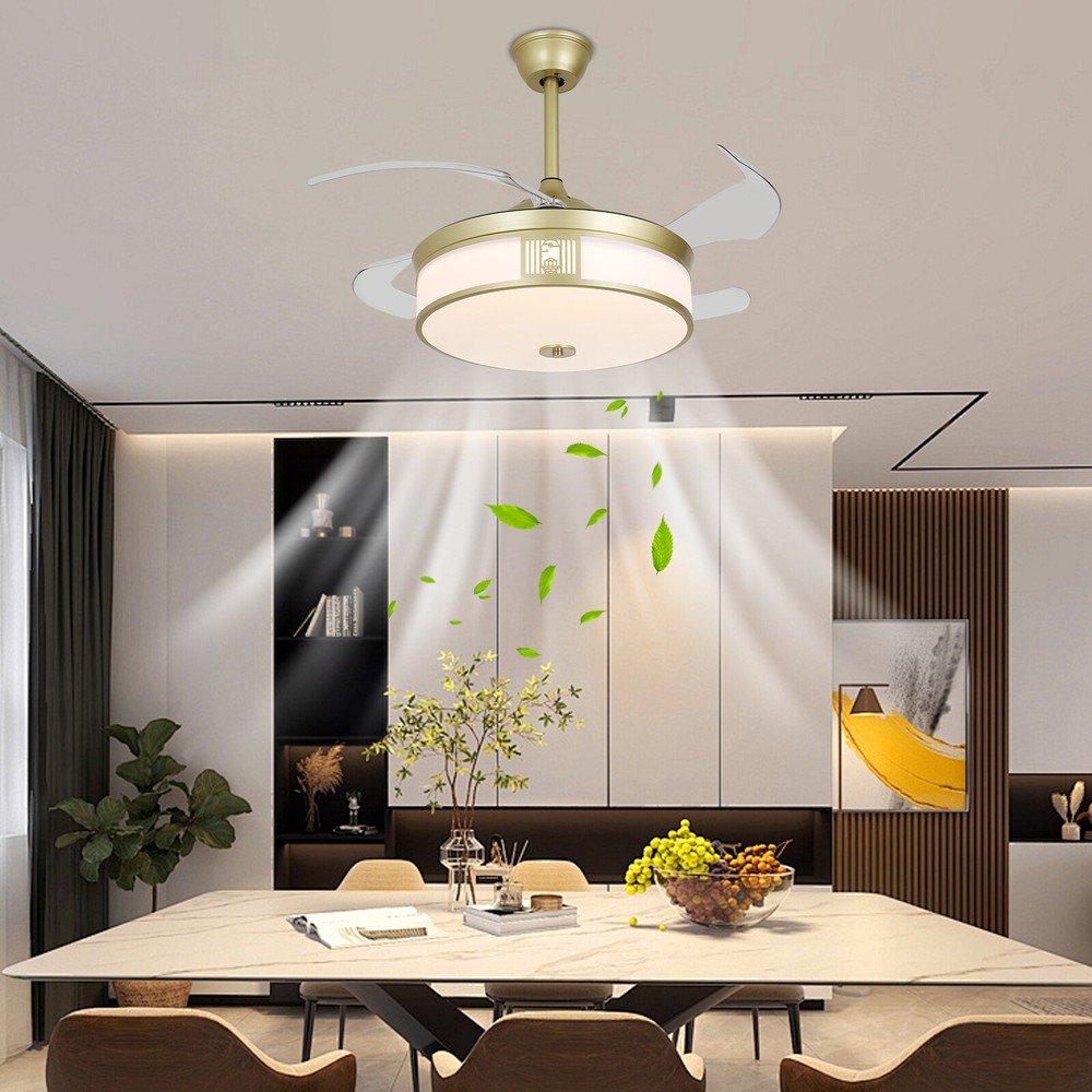42 inches Modern Ceiling Fan Tri-color temperature LED Light with Remote Control
