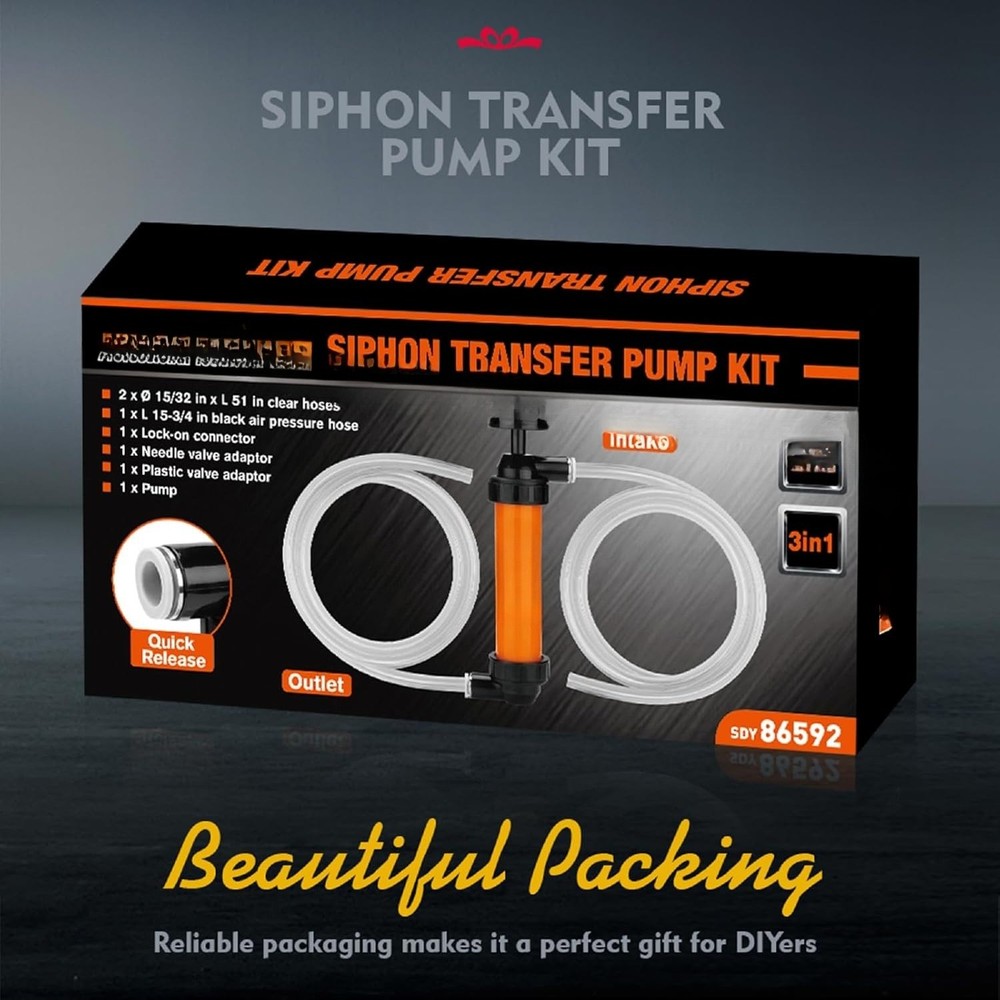 Multi-Function Siphon Transfer Pump Kit Manual Fuel Pump Adapter