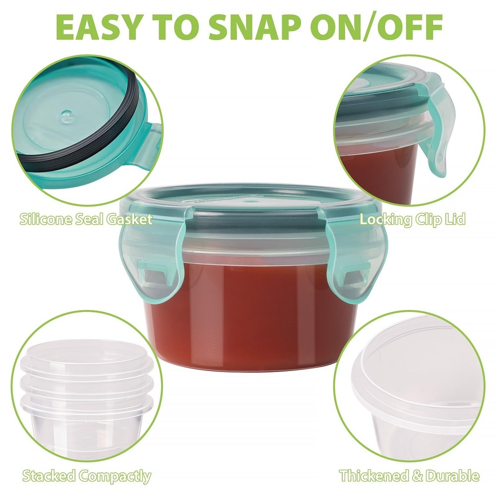 Freshmage Salad Dressing Container to Go, [6 Pack] 2.7 oz Small Condiment Con...
