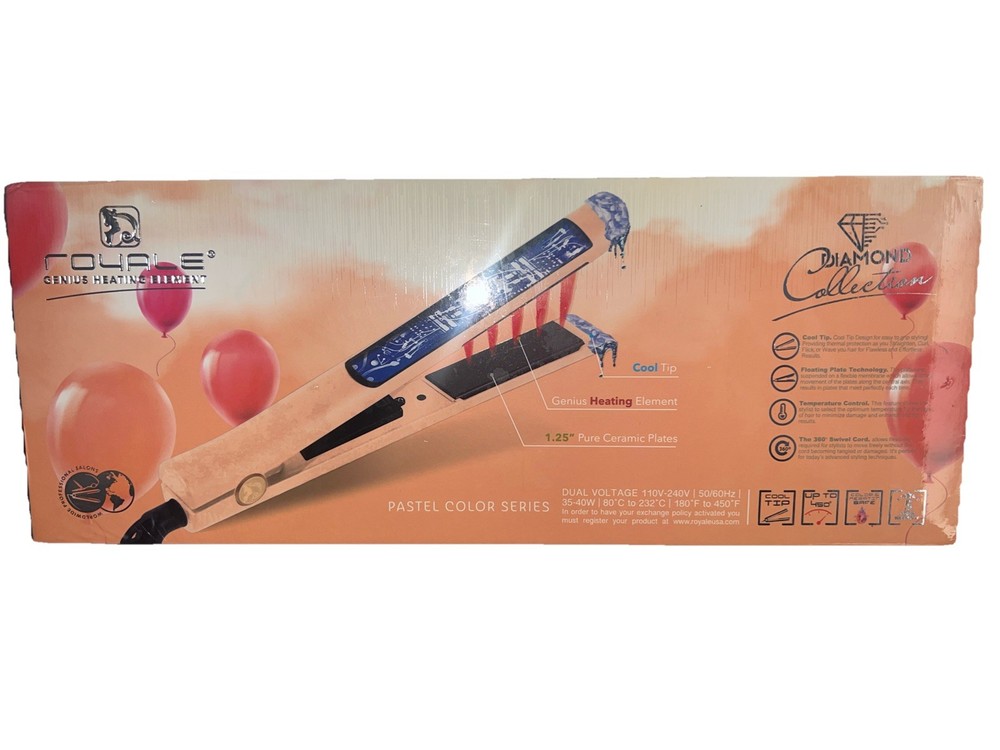 Royale Diamond Ceramic Flat Iron 1.25 Pure Ceramic Plates