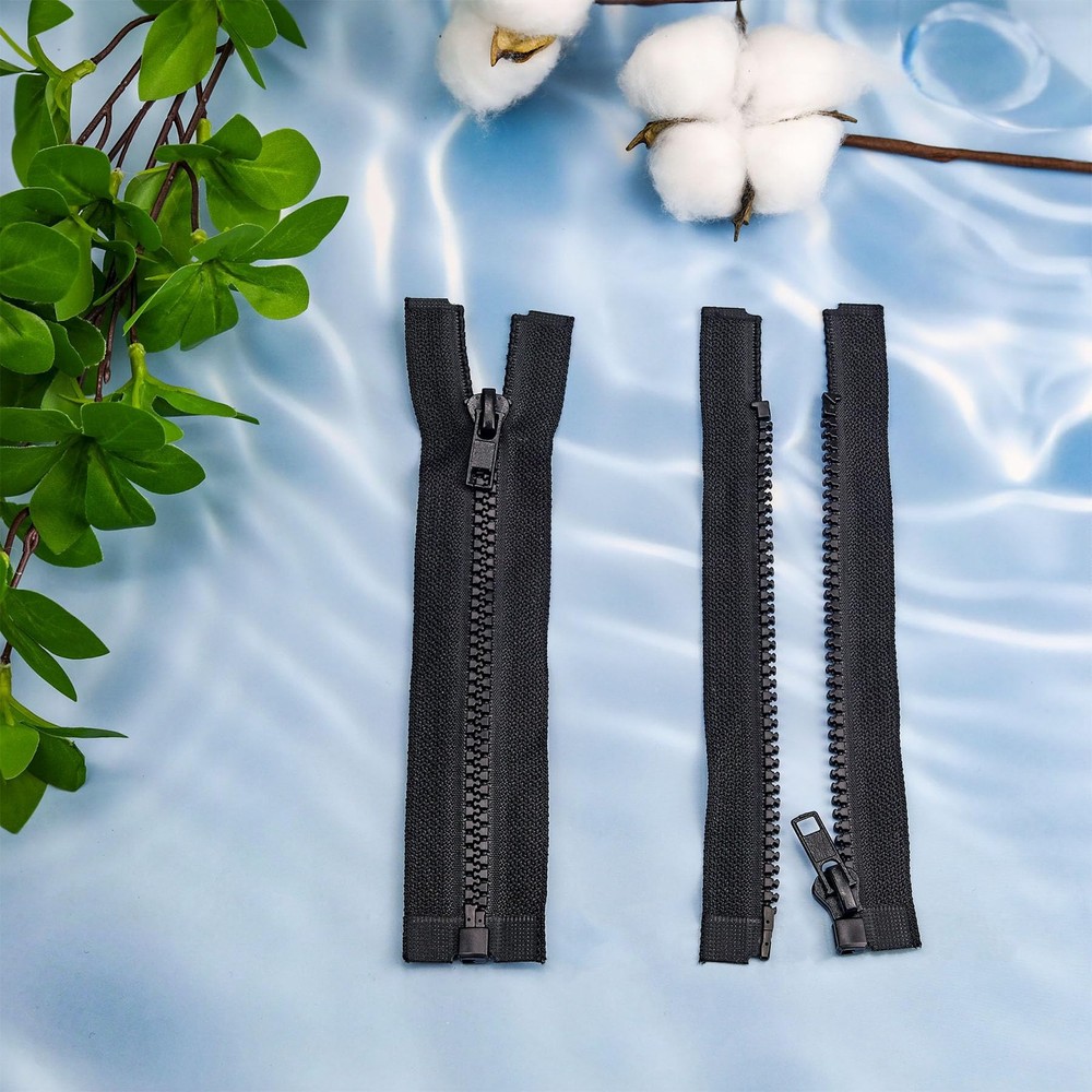 5 Separating Sewing Zipper Jacket 2 PCS Black 30 Inch Plastic Open End Coat