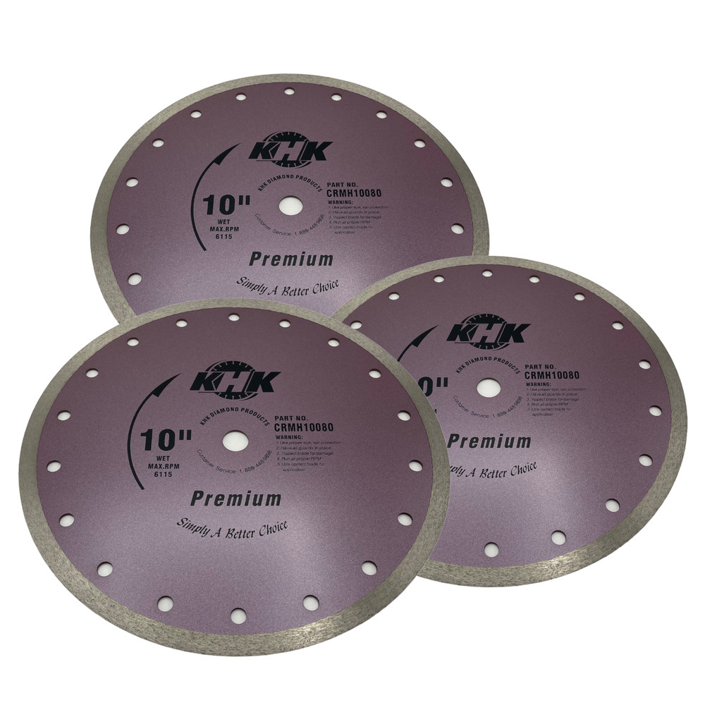 2 Pack 10'' Diamond Saw Blade Continuous Rim Tile Blade Cut Marble Soft Stone