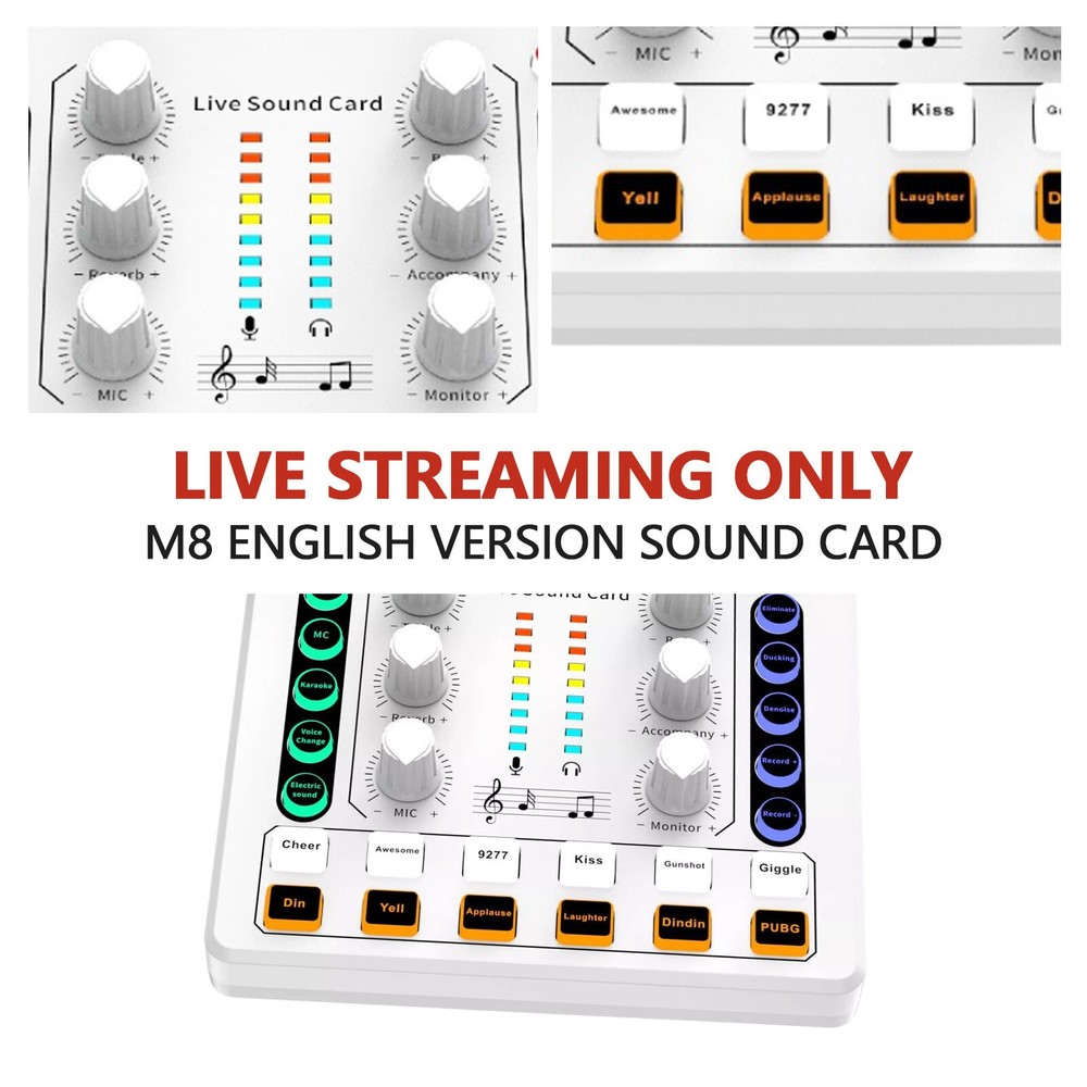 M8 Sound Card Live Streaming Interface External USB Live Broadcast MicrophoneC8