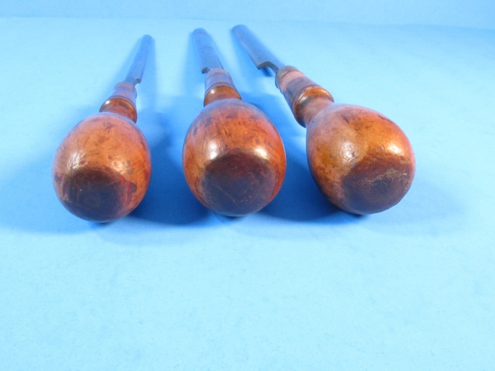 lot of 3 Buck Brothers long tang style wood gouges or carving tools