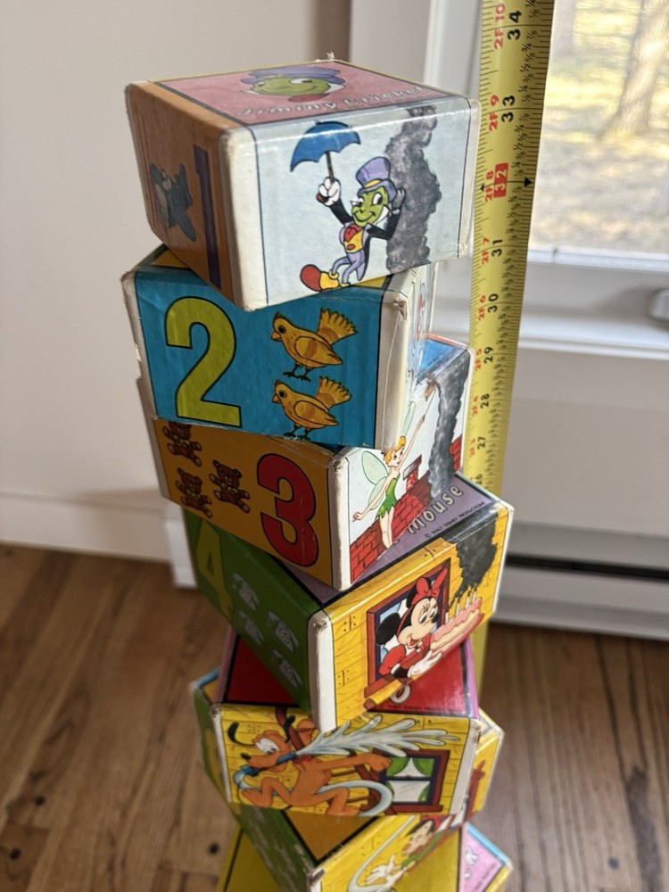 Vintage Disney Stacking Cardboard Boxes Nesting Blocks (10) Mickey Goofy Donald