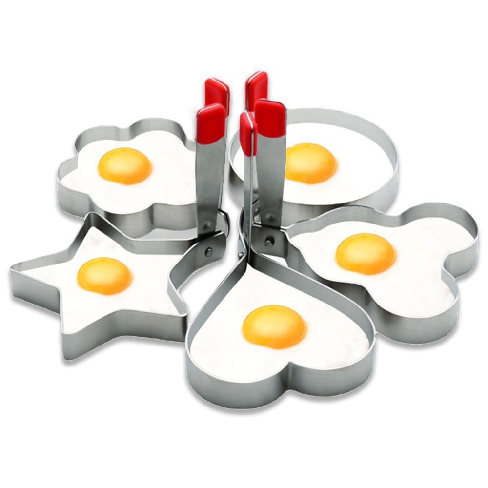 5 Pack Stainless Steel Egg Molds Different Shape Pancake Molds for Omelette