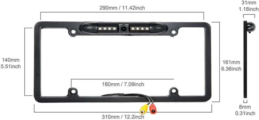 Absolute CAM2100B Black License Plate Backup Camera Front Rear View Reverse