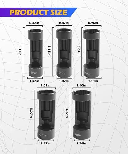 5PCS Strut Nut Socket,18MM 19MM 21MM 22MM 24MM Strut Nut Socket,Car