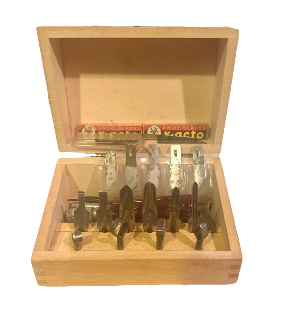 Vintage X-ACTO Wood Carving Tool Set w/ Case – Gouges & Blades Hobby Craft