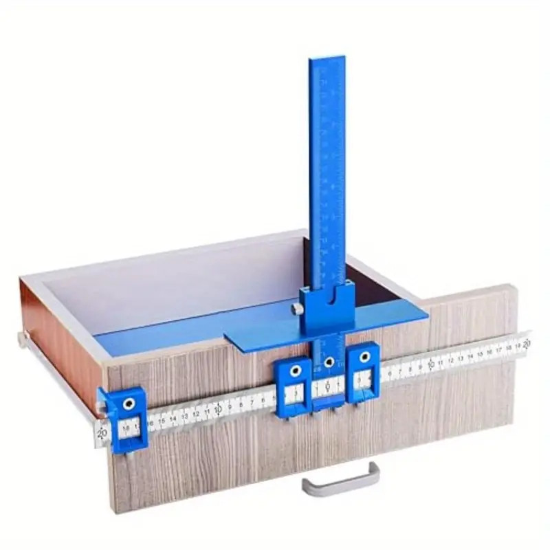 1Pcs Cabinet Hardware Jig Adjustable Punch Locator Handle Tools Drill Guide Blue