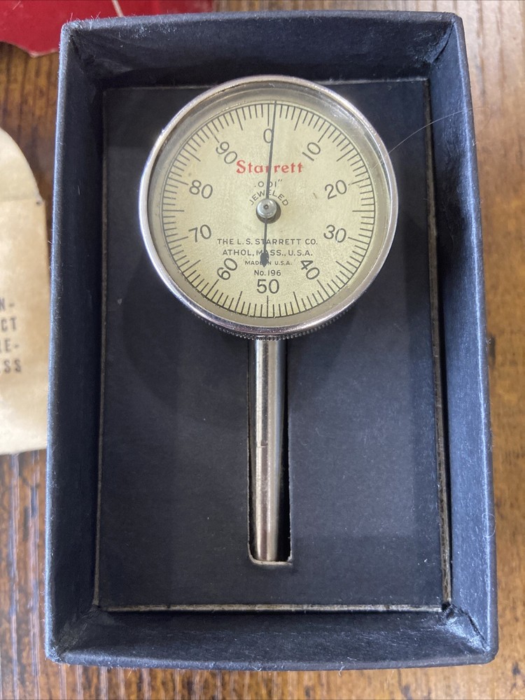 Starrett Dial Test Indicator 196B with Accessories, Original Box