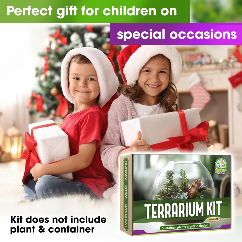DUSPRO Recycle Terrarium Kit, Include Potting Soil, Pumice, Medium, Soil