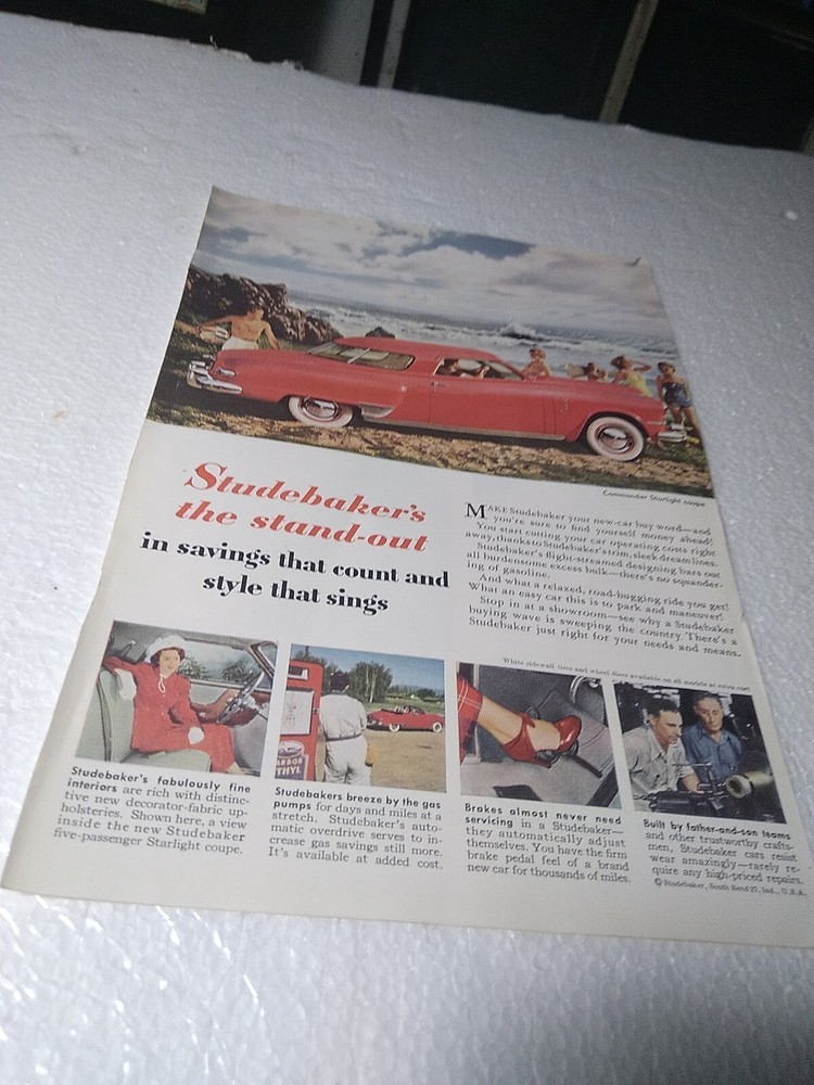 1949 Print Advertisement Studebaker Commander Starlight Coupe 6.5x10"