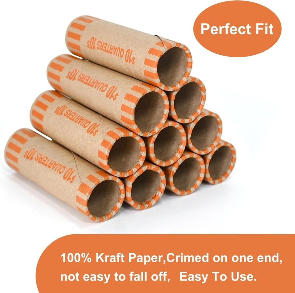 Quarters Coin Roll Wrappers - 864 PCS, Double Wrapped