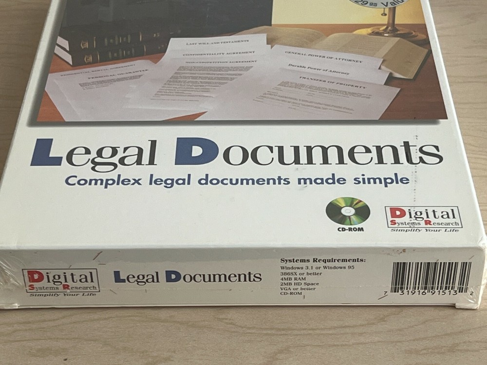 Digital System Research DSR Legal Documents Windows 95 3.1 New Software PC
