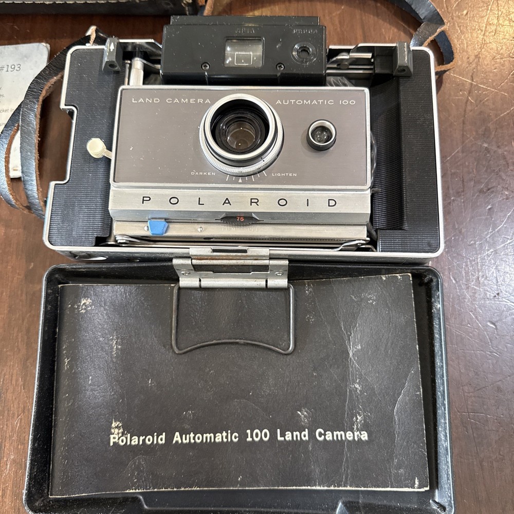 Vtg Polaroid Polaroid Automatic 100 Land Camera Case Flash Accessories Set