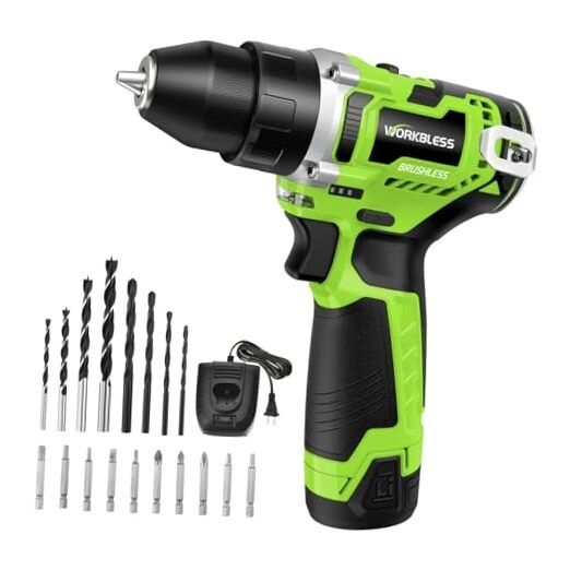 12V Brushless Power Drill, Cordless Drill with LCD Smart Display, 29+1 Green