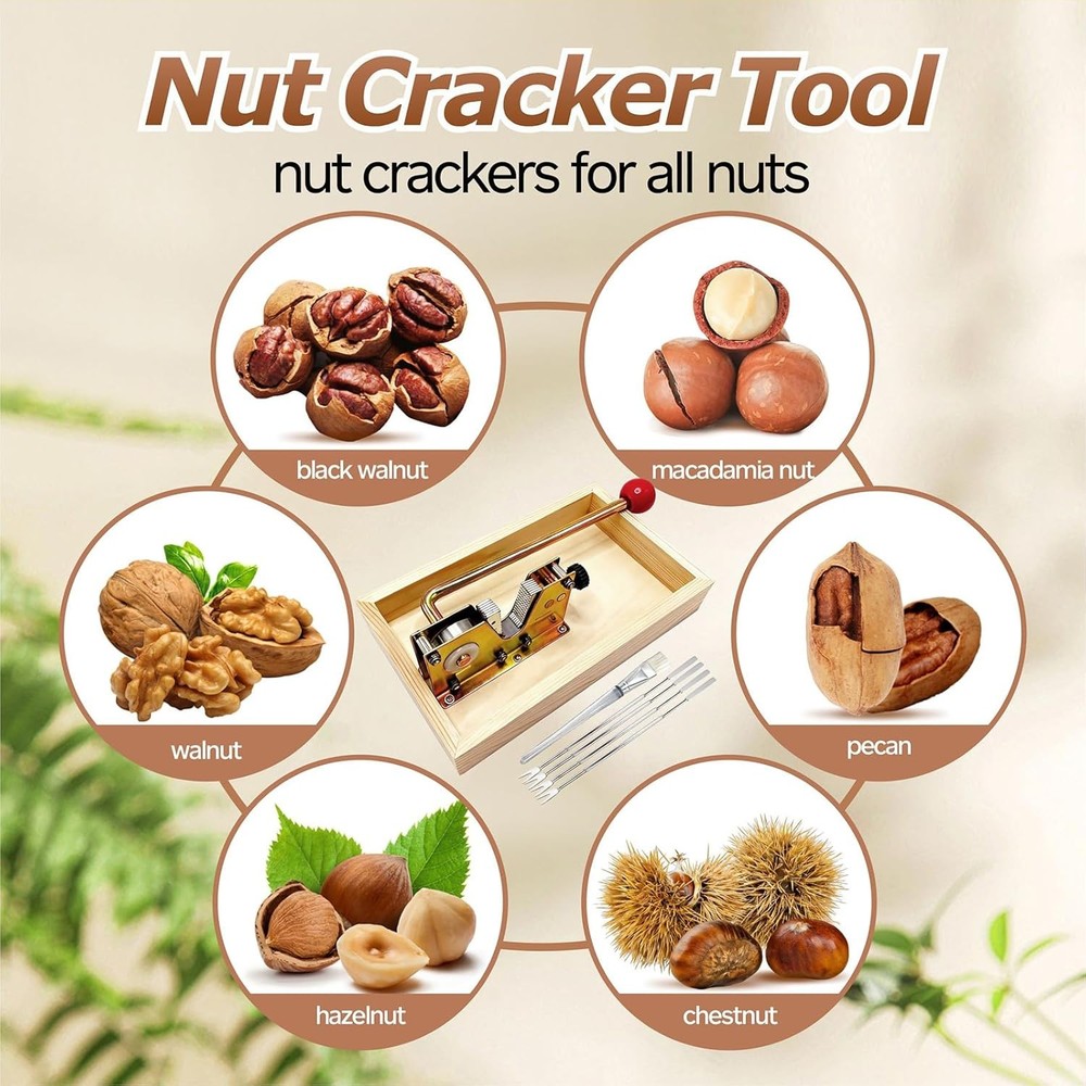 Heavy Duty Nut Cracker Tool, 6 Pcs NutCracker Tool Set for Pecans Walnuts Macada