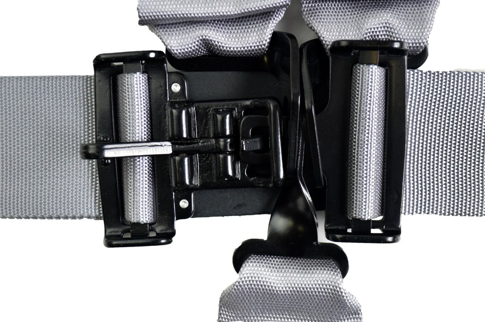 CONTINUOUS LOOP OVER ROLL BAR 3" RACE HARNESS 5 POINT SFI 16.1 LATCH & LINK GREY