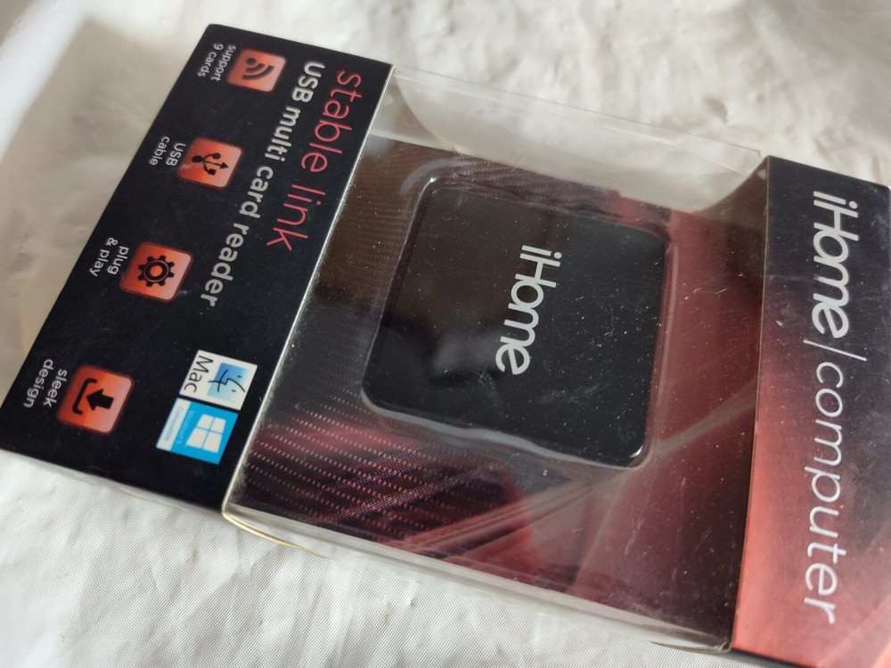iHome Stable Link USB Multicard Reader IH-U201B Black Sealed