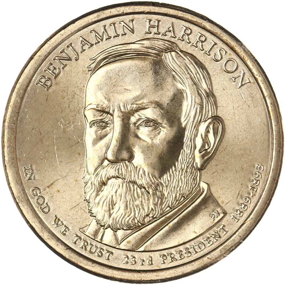 2012 D Presidential Dollar Benjamin Harrison BU Clad