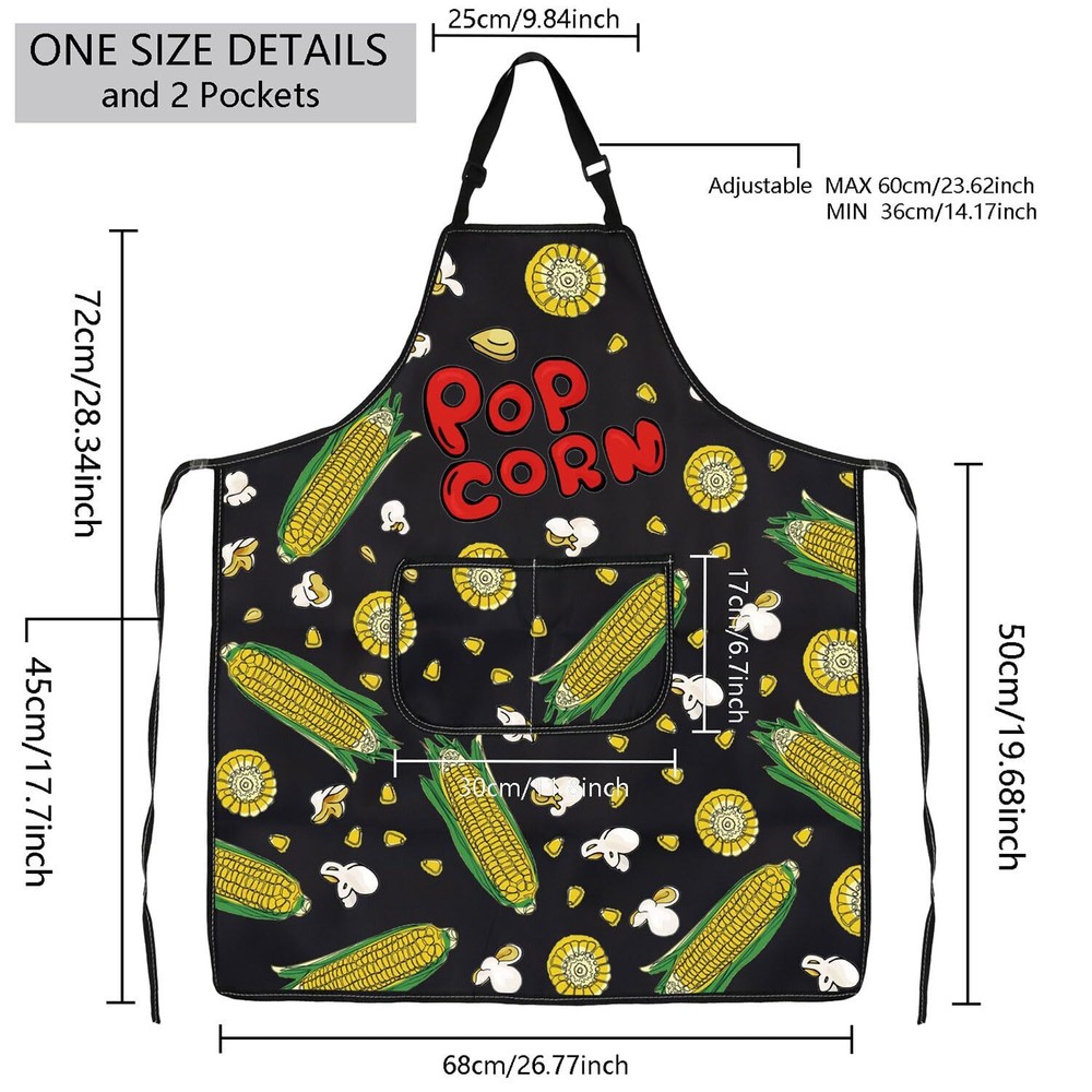 Popcorn Gift Popcorn Corn Apron for Popcorn Lovers Popcorn Kitchen Baking Apr...