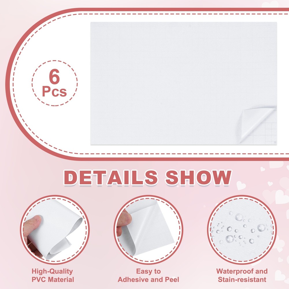 6 Sheets Silk Pattern Self-Adhesive Flooring Wall White